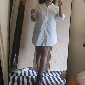White Button-Up Shirt Dress
